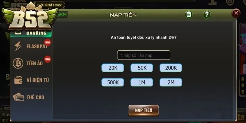 Lưu ý để tránh gặp lỗi khi giao dịch nạp tiền B52club