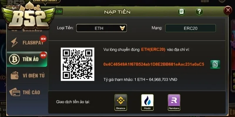 Tổng hợp phương thức nạp tiền B52club tại nền tảng
